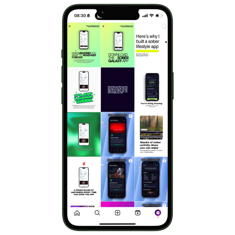 Screenshot of Sober Galaxy Instagram page